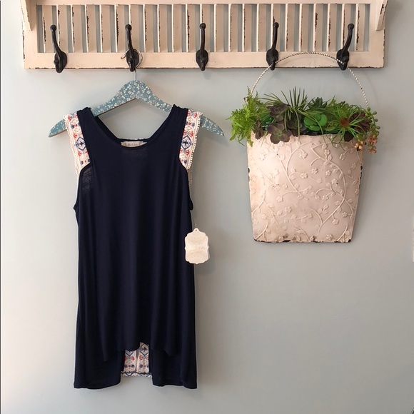 Altar'd State Tops - Altar’d State Navy Sleeveless Boho Top S - NEW